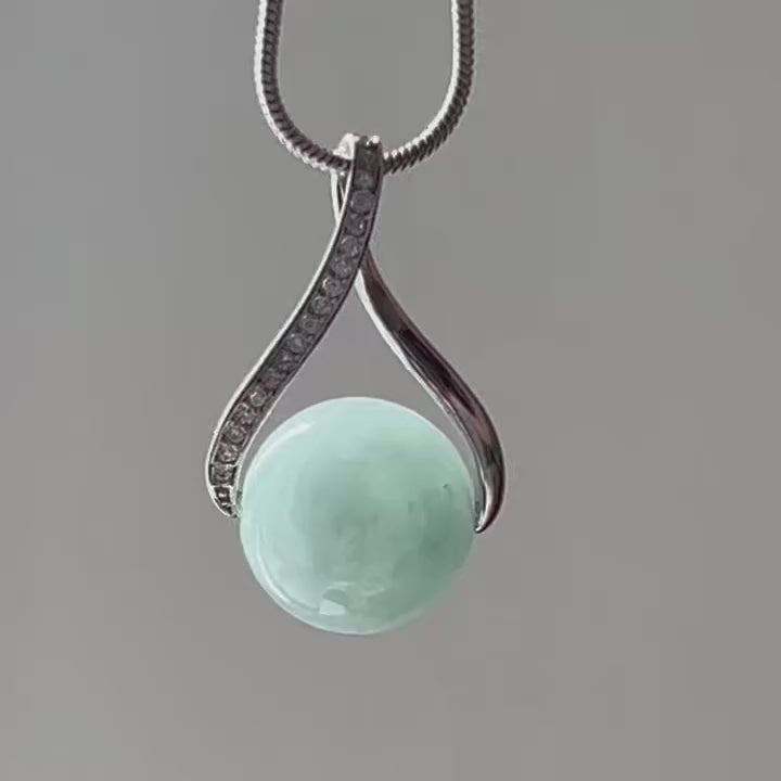 Apple Green Jadeite Pendant on Model, video 2 - Luxe Jadeite