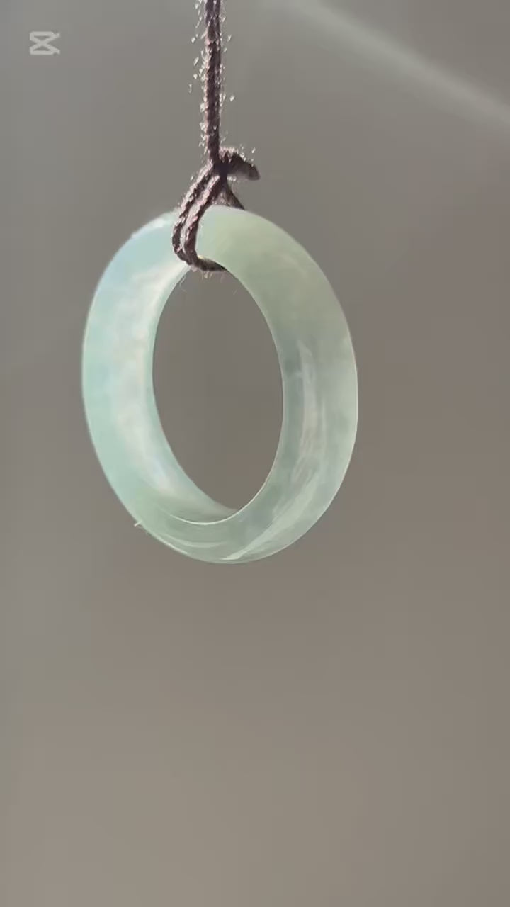 Icy white jadeite ring with lake green tinge, video 2 - Luxe Jadeite