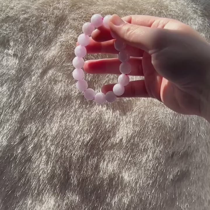 Pinkish white Burmese jadeite bead bracelet, photo 1, photo 1, video 4 - Luxe Jadeite